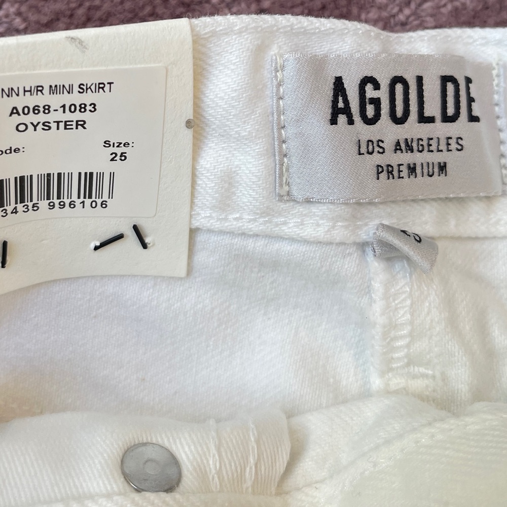 NWT AGOLDE OYSTER QUIN DENIM MINI SKIRT